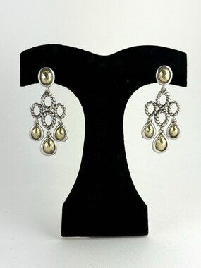 David Yurman Sterling Silver 925 14K Gold Chandelier Dangle Earrings